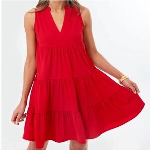 Tuckernuck Pomander Place Sleeveless Tiered Kenzie Crepe Dress Red Size S